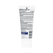 Load image into Gallery viewer, Back of RULO Eczema Relief Cream tube showing drug facts, active ingredients with colloidal oatmeal and targeted prebiotics, and sensitive skin safe formula