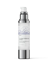 Load image into Gallery viewer, Front of RULO™ Skinfluence™ Calming Hydration Serum bottle – lightweight water-based serum with BioBloom+ prebiotics to support skin barrier and calm sensitive skin