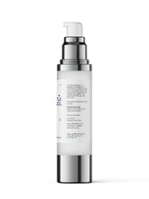 Load image into Gallery viewer, Side of RULO™ Skinfluence™ Calming Hydration Serum bottle showing BioBloom+ prebiotic ingredient details, usage directions, and sensitive skin safe formula